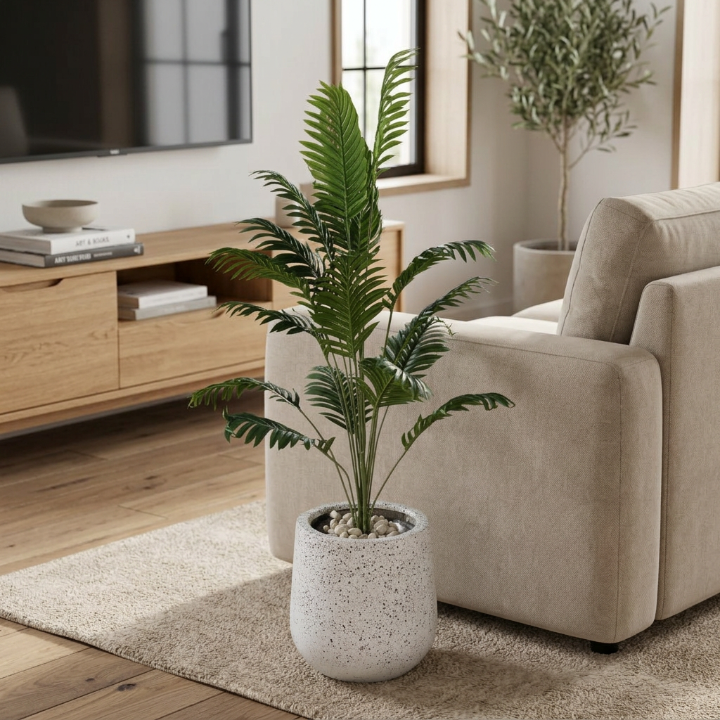 Artificial Palm Plant in Textured Pot