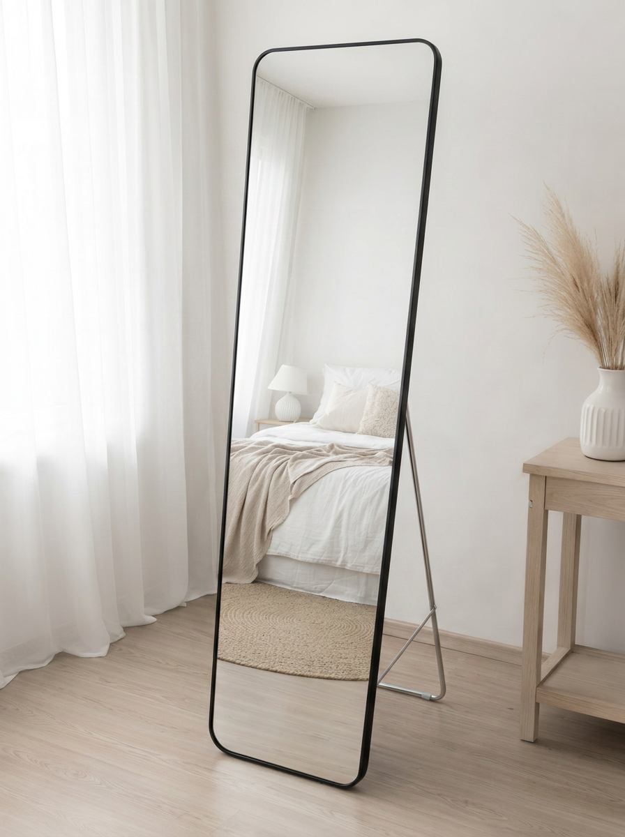 Minimal Black Frame Full-Length Floor Mirror 150x36cm