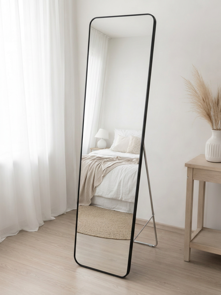 Minimal Black Frame Full-Length Floor Mirror 150x36cm