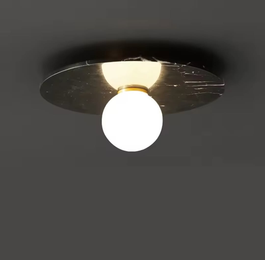 Modern Marble Ceiling Light with Globe Shade