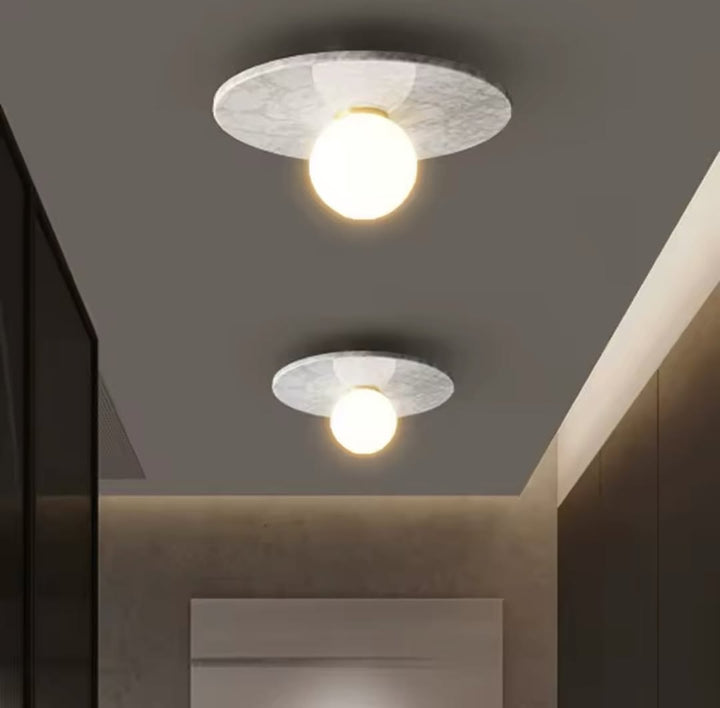 Modern Marble Ceiling Light with Globe Shade