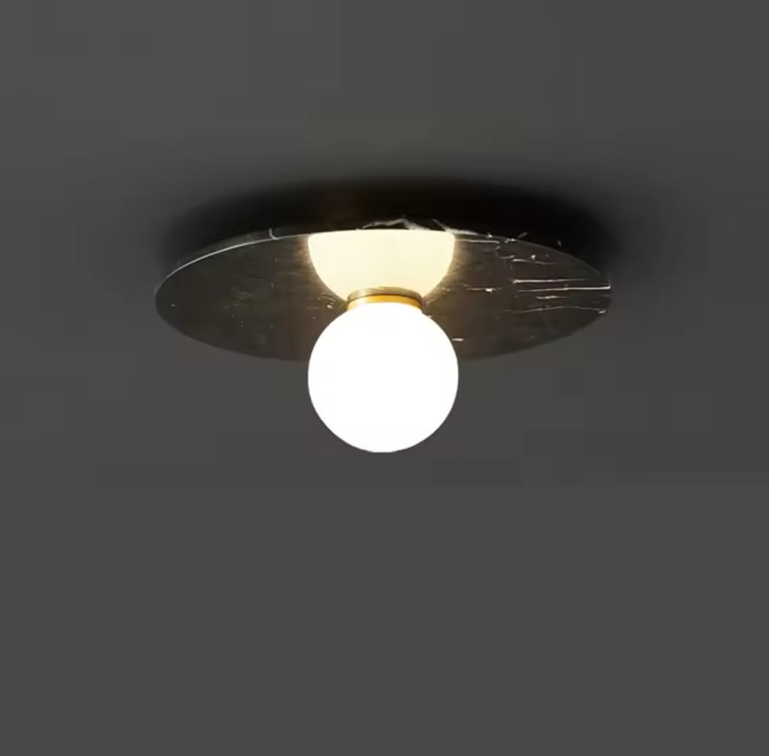 Modern Marble Ceiling Light with Globe Shade