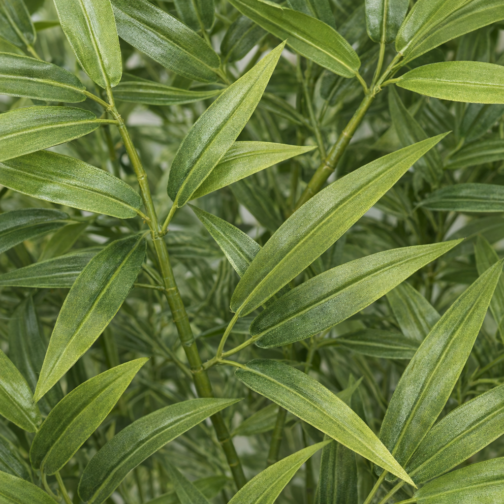 Artificial Bamboo Tree in Two-Tone Woven Pot – 160 cm — foliage close-up
