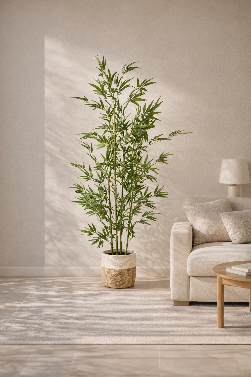 Artificial Bamboo Tree in Two-Tone Woven Pot – 160 cm — interior lifestyle view