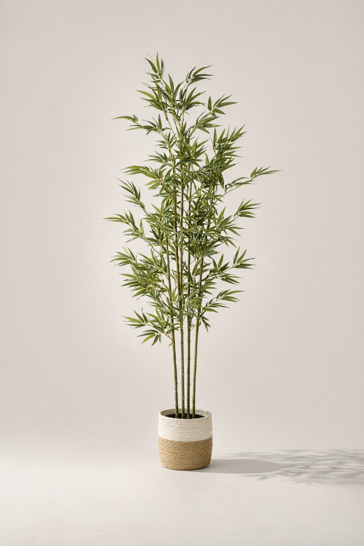 Artificial Bamboo Tree in Two-Tone Woven Pot – 160 cm — full studio view