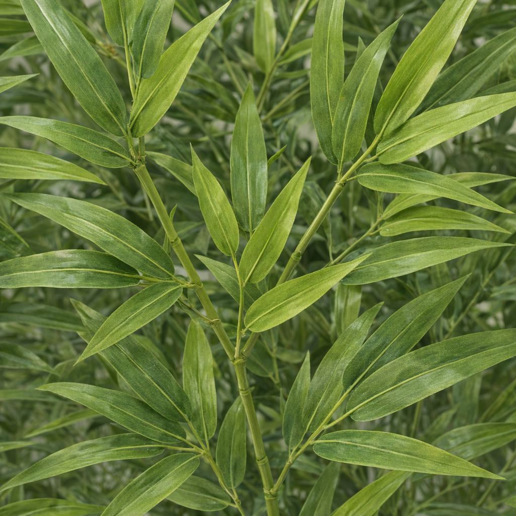 Artificial Bamboo Tree in White Ribbed Pot – 170 cm — foliage close-up