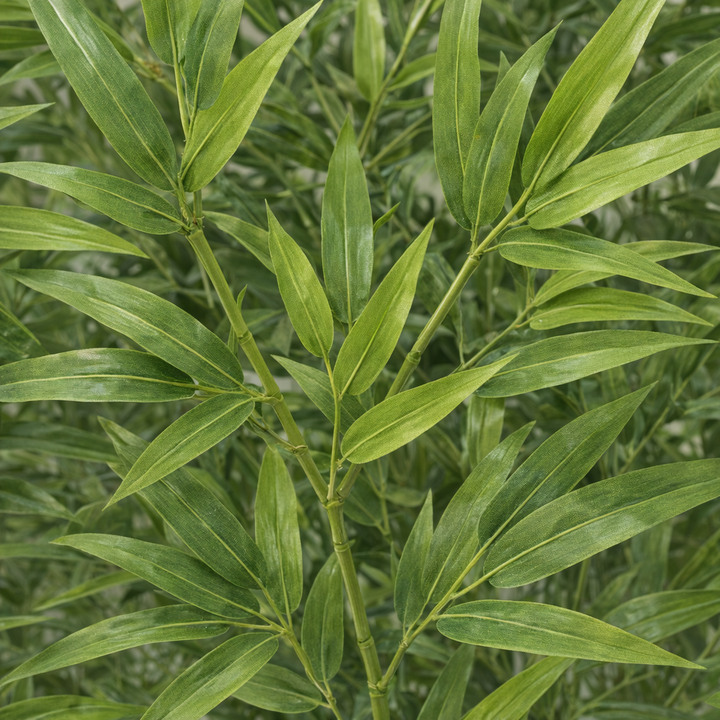 Artificial Bamboo Tree in White Ribbed Pot – 170 cm — foliage close-up