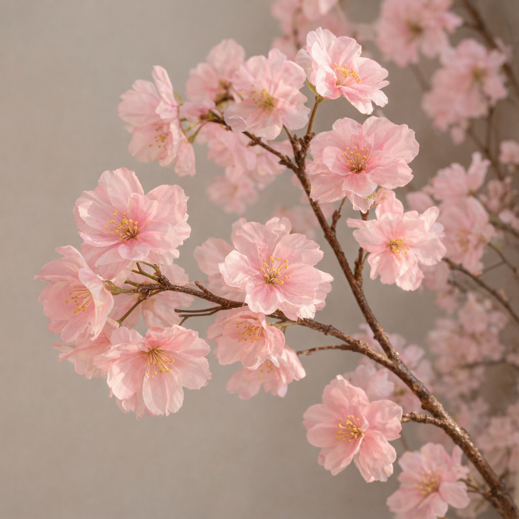 Artificial Pink Cherry Blossom Tree in Woven Pot – 155 cm — original blossoms and branch detail