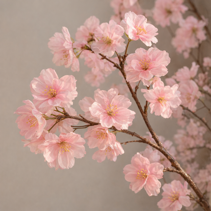 Artificial Pink Cherry Blossom Tree in Woven Pot – 155 cm — original blossoms and branch detail