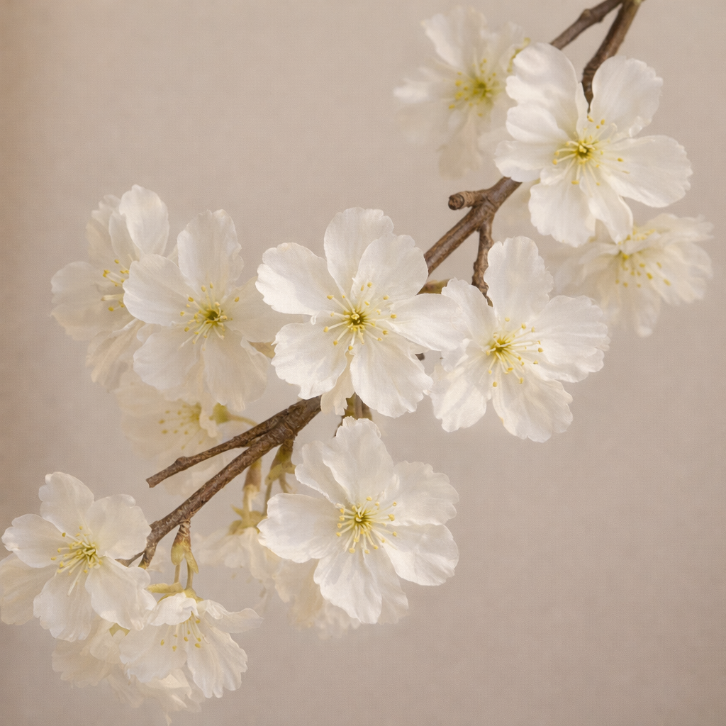 Artificial White Cherry Blossom Tree in Woven Pot – 155 cm — original blossoms and branch detail