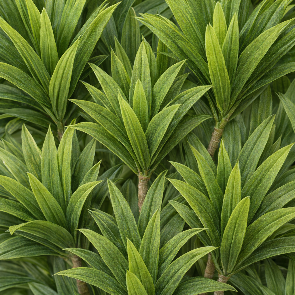 Artificial Green Foliage Tree in Black Fiberglass Pot – 180 cm — foliage close-up