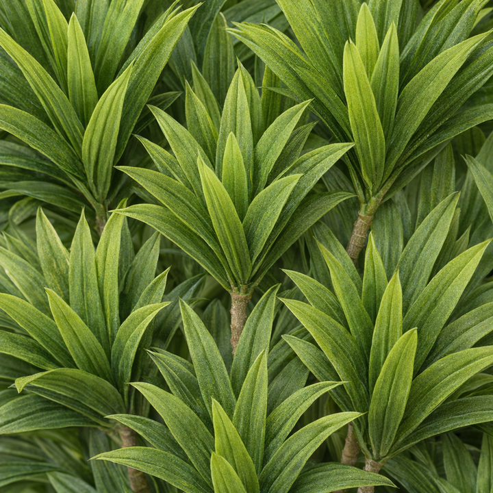 Artificial Green Foliage Tree in Black Fiberglass Pot – 180 cm — foliage close-up