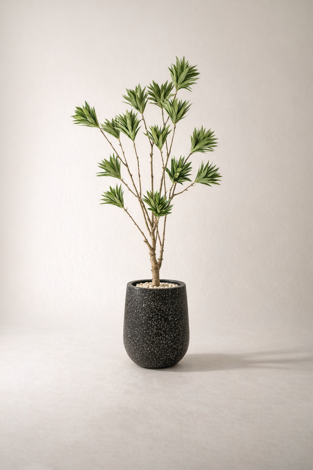 Artificial Green Foliage Tree in Black Fiberglass Pot – 180 cm — full studio view