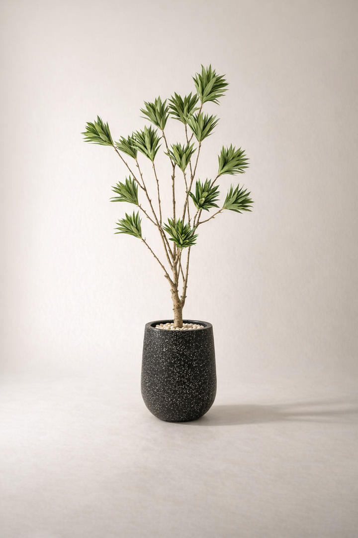 Artificial Green Foliage Tree in Black Fiberglass Pot – 180 cm — full studio view