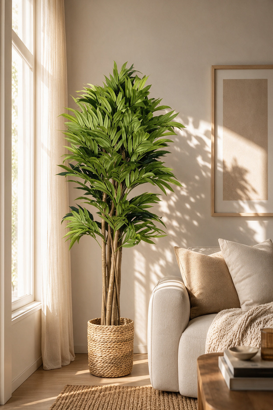 Artificial Green Foliage Tree in Woven Basket – 180 cm — full interior view