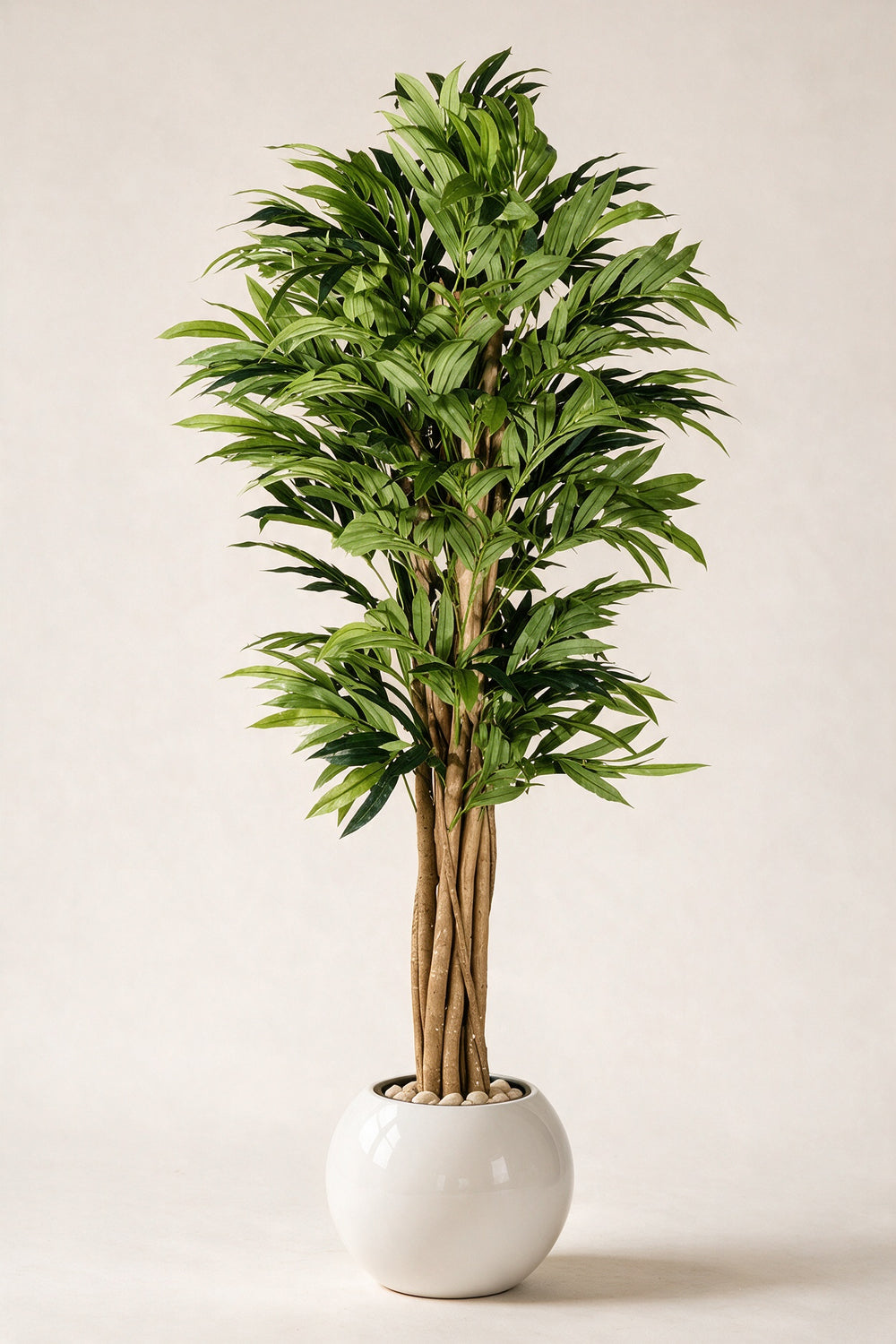 Artificial Green Foliage Tree in White Fiberglass Pot – 190 cm — full studio view