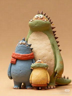 Cute dinosaur family canvas wall art in soft pastel colors for kids rooms and nurseries