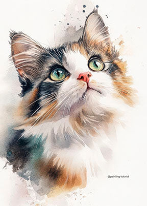 Watercolor cat portrait on premium canvas with MDF frame and glass front panel