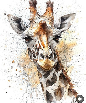 Watercolor giraffe art canvas with MDF frame and glass front, water and dust resistant surface