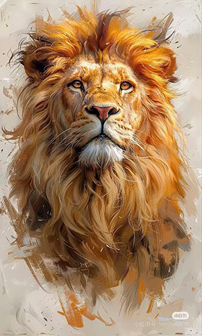 Vibrant golden lion canvas artwork framed with MDF and glass front panel