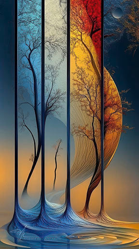 Dual World Forest premium artistic canvas with MDF frame and glass front, water and dust resistant surface