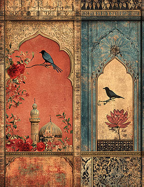 Oriental Birds Canvas on premium canvas with MDF frame and glass front panel, water and dust resistant surface