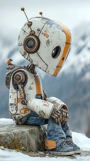Robot Dreamer Canvas premium wall art with MDF frame and glass front panel