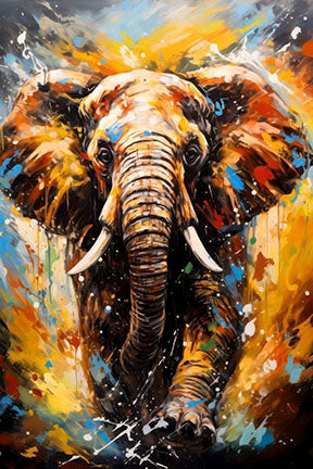 Colorful Elephant Canvas on premium canvas with MDF frame and glass front panel