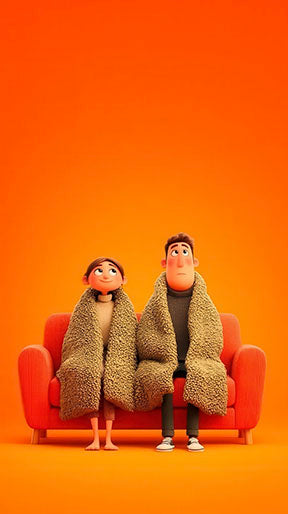 Cozy Couple Orange premium wall canvas with MDF frame and glass front panel