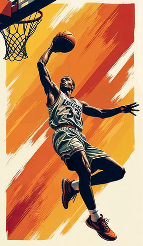 Dynamic basketball dunk artwork on premium canvas with MDF frame and glass front panel