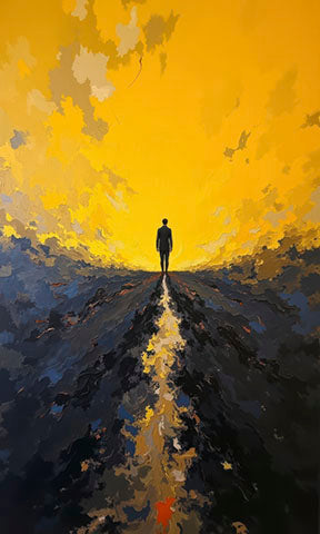 Journey to Light Canvas showing figure walking into glowing sky on premium canvas with MDF frame
