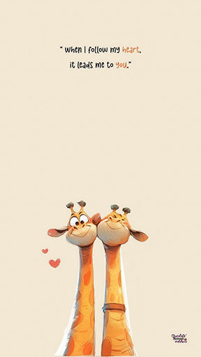 Whimsical giraffe love quote canvas wall art with two charming giraffes and romantic design