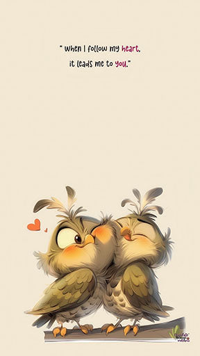 Whimsical owl love quote canvas art with two cuddling owls in soft tones, perfect for romantic interiors and nurseries