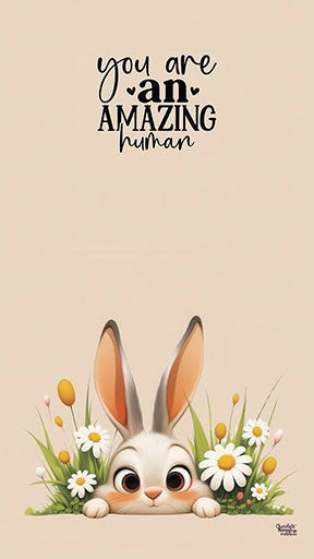You Are an Amazing Human Bunny Canvas motivational wall art with adorable bunny for kids rooms