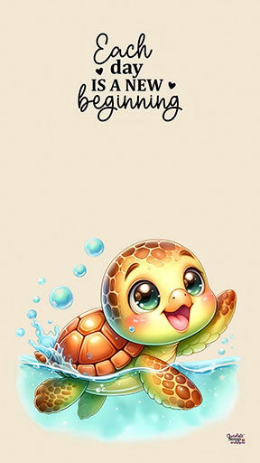 Each Day Is a New Beginning turtle canvas with uplifting quote and warm design