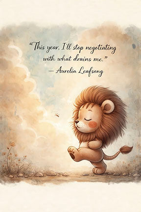 Inspirational lion canvas art with "This Year I'll Stop Negotiating" quote for calming home decor