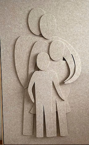 Minimalist family silhouette on premium canvas with MDF frame and glass front for modern interiors
