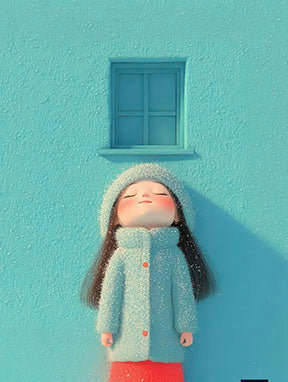 Dreamy winter girl canvas art with soft pastel tones and serene mood on premium canvas