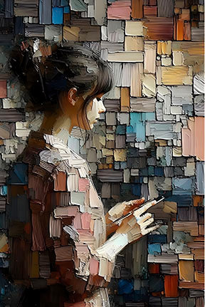 Mosaic portrait canvas art on premium textured canvas with MDF frame and glass front