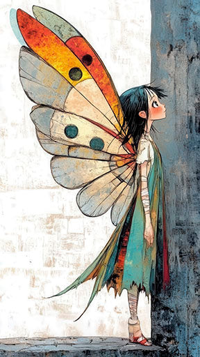 Whimsical Butterfly Girl illustration on premium canvas with MDF frame and glass front