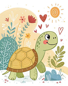 Cute turtle nursery canvas with soft colors and MDF frame