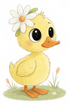 Cute duckling nursery illustration canvas with soft colors and MDF frame