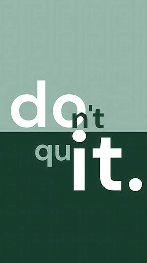 Minimal green gradient Don't Quit motivational canvas with bold typography in MDF frame and glass front