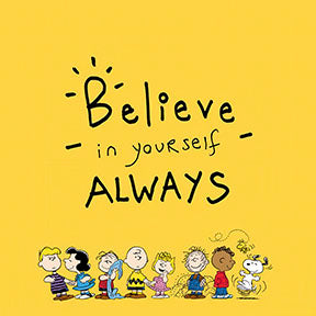 Motivational "Believe in Yourself" cartoon canvas with MDF frame and glass front panel