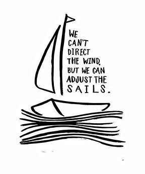 Minimal line-art sailboat canvas with inspirational Adjust the Sails quote and MDF frame