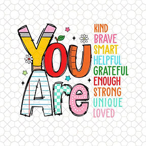Kids You Are Positive Words Canvas Wall Art with colorful motivational words framed in MDF and glass