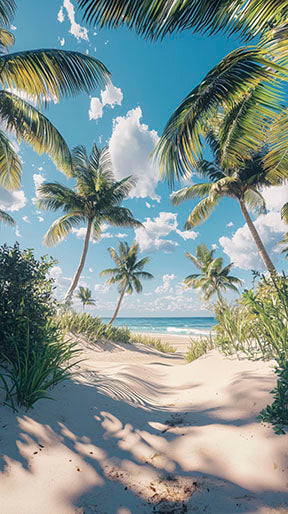 Tropical Horizon Large Canvas wall art with sandy path to turquoise ocean on premium gallery-wrapped canvas