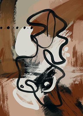 Wadi Home abstract line art canvas print in earthy tones with black lines, modern wall art.