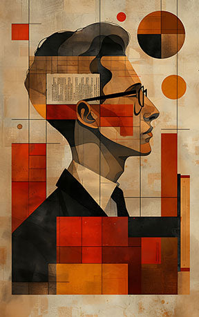 Wadi Home geometric portrait wall art featuring a profile in warm earthy tones and abstract shapes. Modern, artistic, and sophisticated.