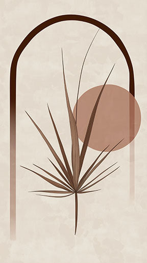 Wadi Home abstract botanical arch wall art with earthy tones and minimalist design.